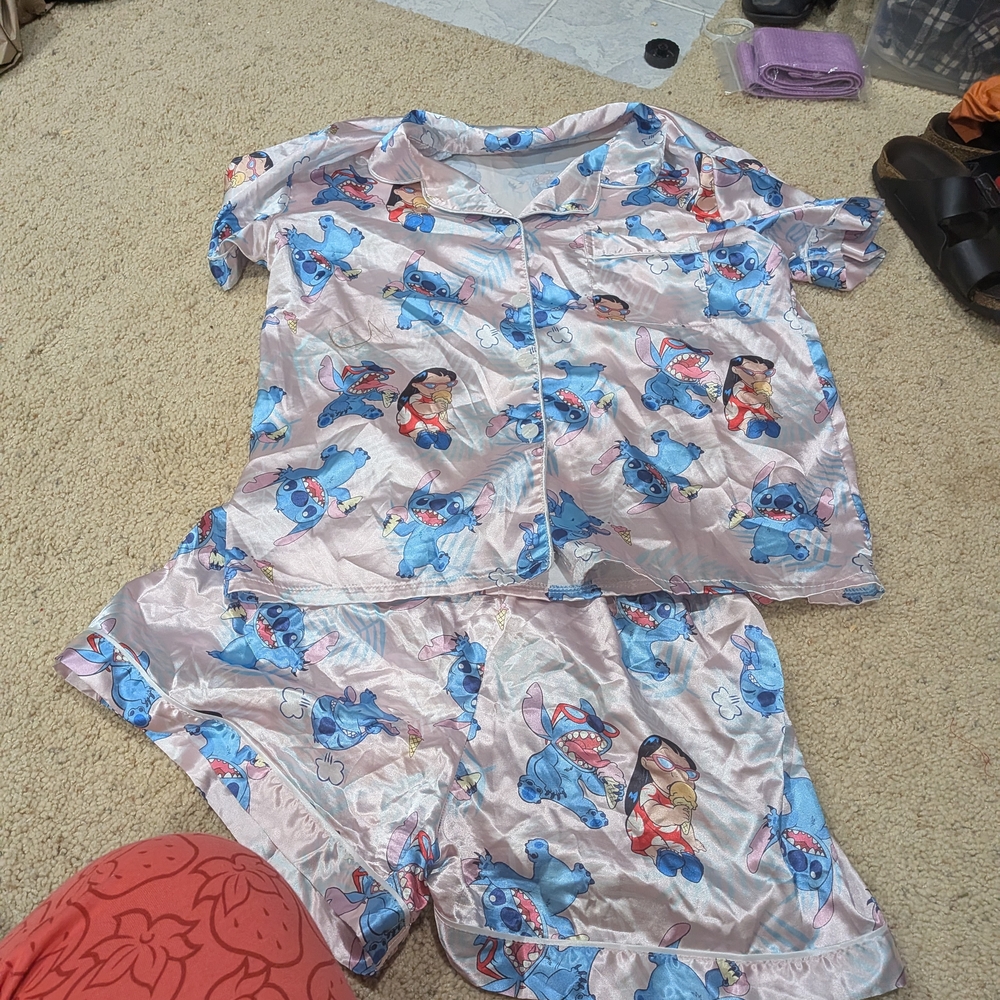 Cartoon Character Pajama Set - Pink and Blue